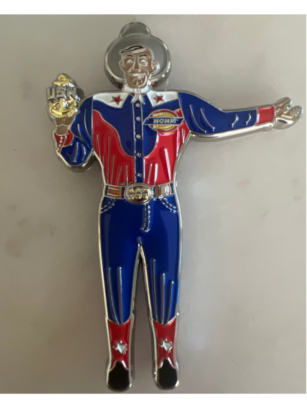 Big Tex Cowboy Navy Chief Challenge Coin Blue Red
